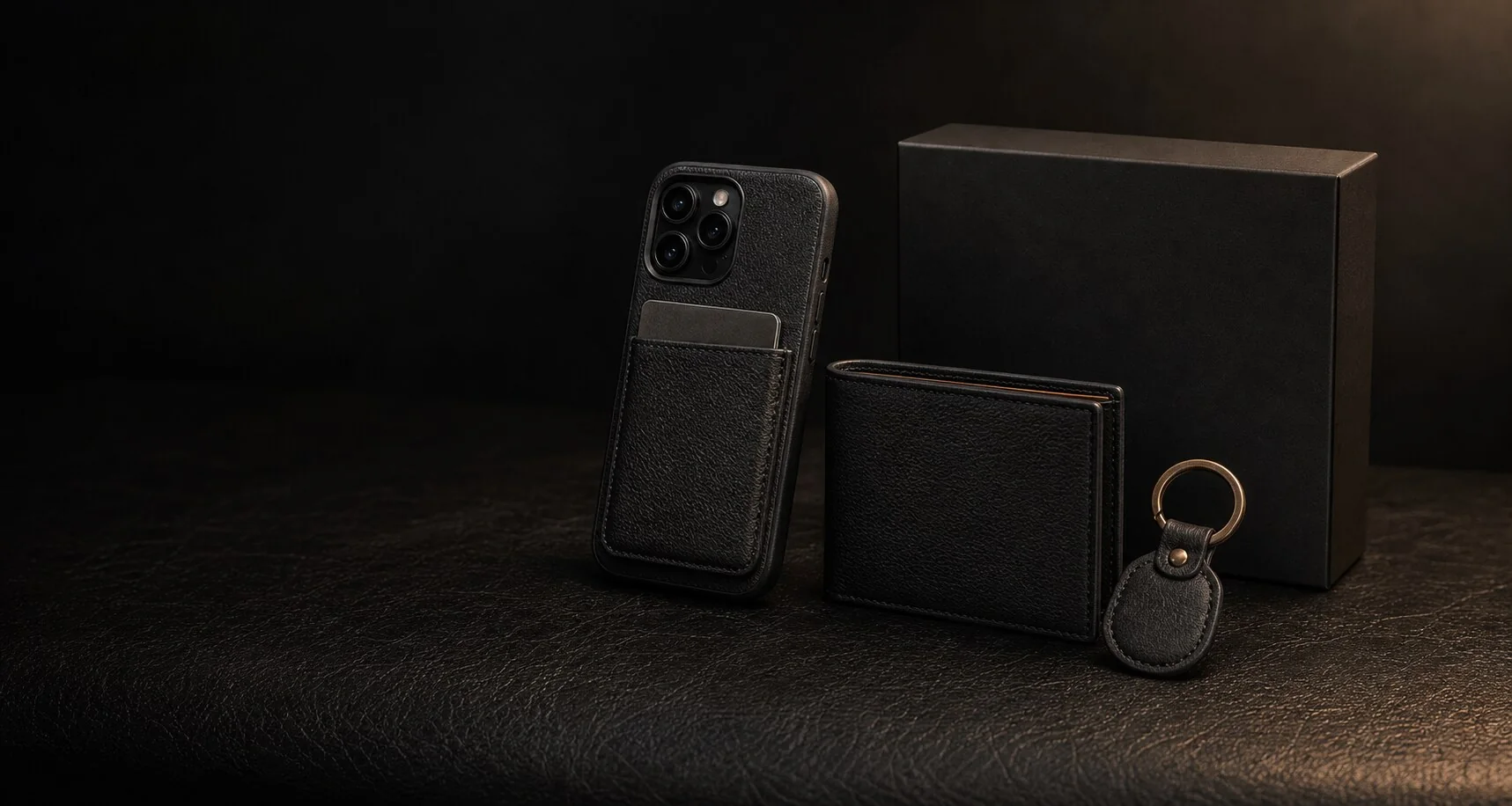Zeitlose schwarze Lederaccessoires von Hooldy